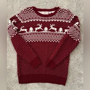 Burgundy and White Patterned Sweater